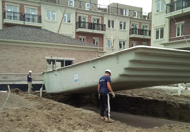 Setting a Fiberglass Pool in Place