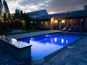 fiberglass pool at night burlington